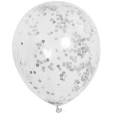 Confetti balloons silver matte (6pcs)