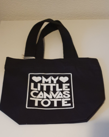 Mini tote met tekst my little canvas tote