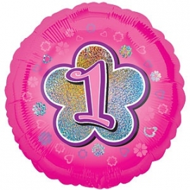 Foil balloon ONE pink flower 18"