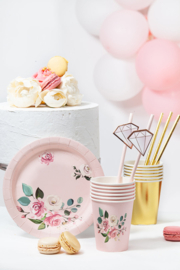 Paper plates floral pink (6pcs)