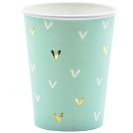 Paper cups mint green gold (6pcs)