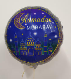 Foil balloon Ramadan blue gold (ea)