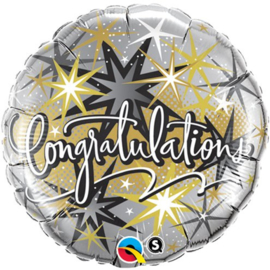 Foil balloon black gold Congratulations