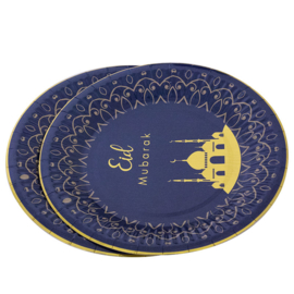 Eid dessert plates blue gold (8pcs)