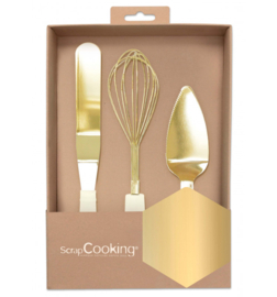 Cake utensil set gold ivory (3pcs)