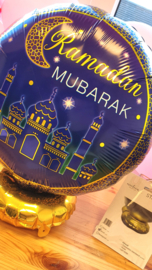 Foil balloon Ramadan blue gold (ea)