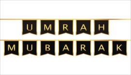 Umrah Mubarak bunting black gold foil