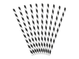 Paper straws black and white stripes (10pcs)