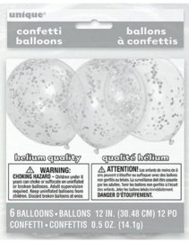 Confetti balloons silver matte (6pcs)