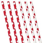 Paper straws red polka dots (10pcs)