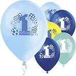 First birthday ballonnen mix blue (8st)