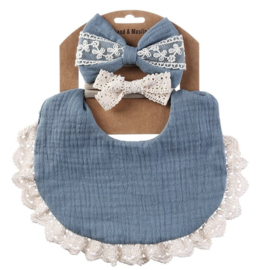 Newborn bib set denim blue