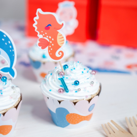 Papieren cupcake set  Mermaid (6st)