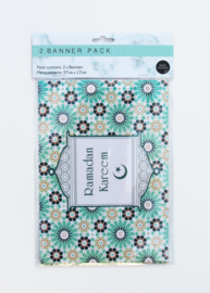 Ramadan  banner mint green lanterns