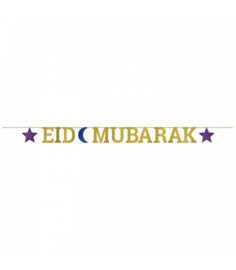 Letter slinger Eid Mubarak Goud blauw