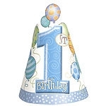 First birthday hoedjes blauw (8st)