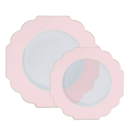 Deluxe scalloped diner plates blush pink (10pcs)