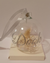 Clear ornament with text