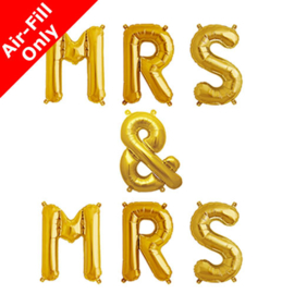 Folie ballon Mrs & Mrs  goud