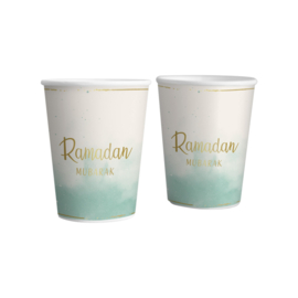Paper cups Ramadan mint green gold foil (6pcs)