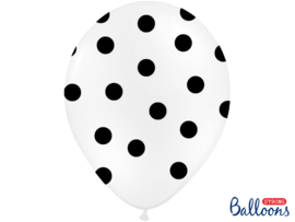 Balloons white with black dots (6st)