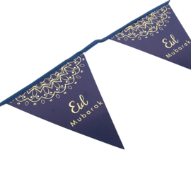 Mini flag bunting Eid blue/gold