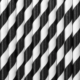 Paper straws black and white stripes (10pcs)
