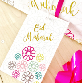 Inpakpapier Eid flowers + kaartje