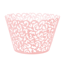 Cupcake wrappers pink lace (10pcs)