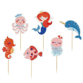 Papieren cupcake set  Mermaid (6st)