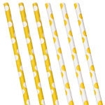 Papieren rietjes gele polkadot (10st)