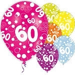 Ballonnen 60 jaar diverse kleuren (6st)