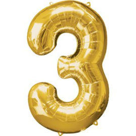 XL foil balloon gold number 3