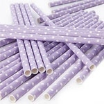 Paper straws lilac dots 25pcs)
