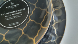 Luxe plastic borden zwart goud mozaiek klein (10st)