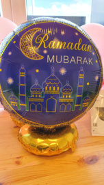 Foil balloon Ramadan blue gold (ea)