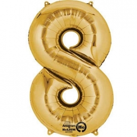 Cijfer ballon 8 goud (42cm)