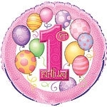 Foil balloon 1st birthday pink