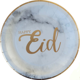 Papieren bordjes Happy Eid marble goud (10st)