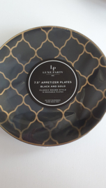 Luxe plastic borden goud zwart mozaiek groot(10st)