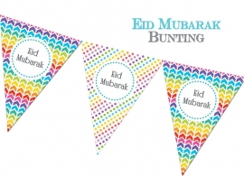 Eid bunting flags rainbow colors