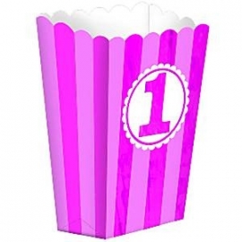 Popcorn boxes first birthday pink