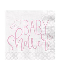 Paper napkins baby shower pink (16pcs)