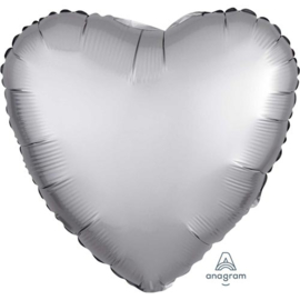 Folie ballon hart satin zilver 18"