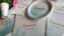 Ramadan Mubarak vlaggenlijn mintgroen/ goud