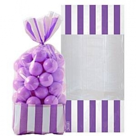Cellophane sweet bags purple stripes (10pcs)