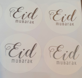 Stickers Eid Mubarak zilver modern (12st)