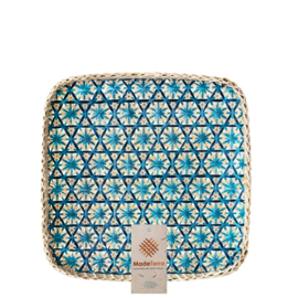 Square woven basket blue