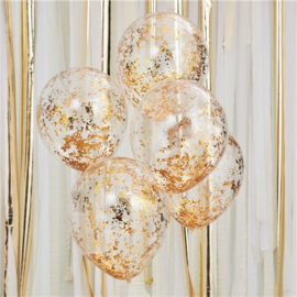 Gold shredded confetti balloons (5pcs)