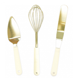 Cake utensil set gold ivory (3pcs)